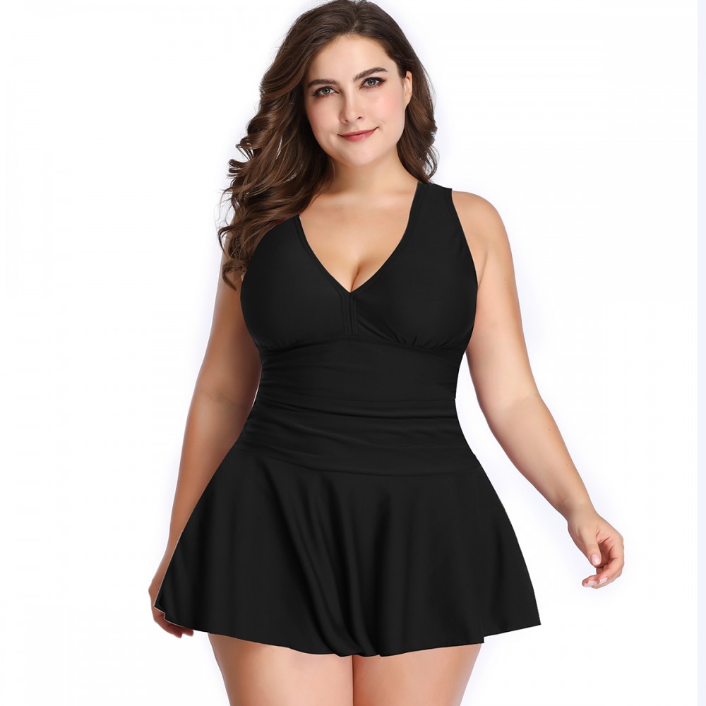 black plus size swim dress