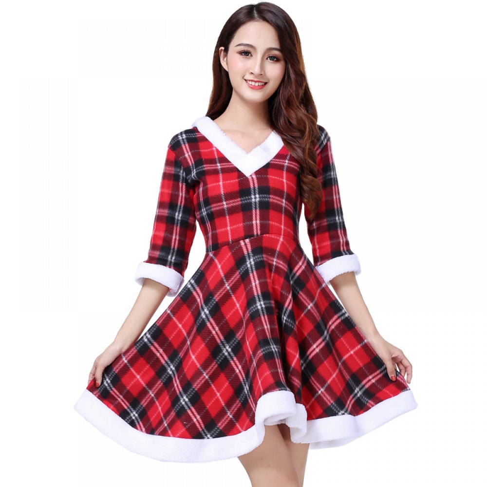 womens plaid christmas dress